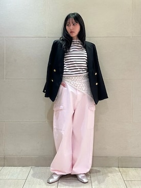 「SAINT JAMES（セントジェームス）のアイテム」を使った、小菅さん（レディース・156cm）の春コーディネート