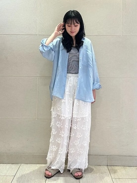 「SHIPS（シップス）のアイテム（タンクトップ）」を使った、小菅さん（レディース・156cm）の夏コーディネート