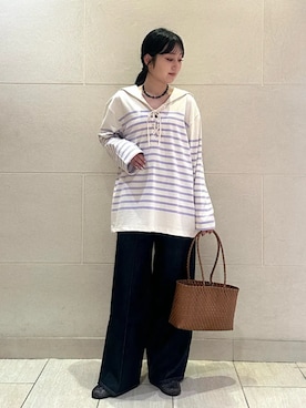 「upperhights（アッパーハイツ）のアイテム（パンツ）」を使った、小菅さん（レディース・156cm）の夏コーディネート