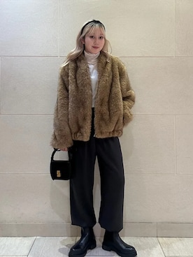 「アイテム（ブルゾン、イエロー系）」を使った、小菅さん（レディース・156cm）の冬コーディネート