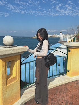「アイテム（スウェットパンツ）」を使った、ヒナさん（レディース・162cm）の夏コーディネート