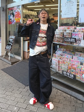 「oldorderのアイテム（スニーカー、レッド系）」を使った、YUTO(2U)さん（メンズ・177cm）の冬コーディネート