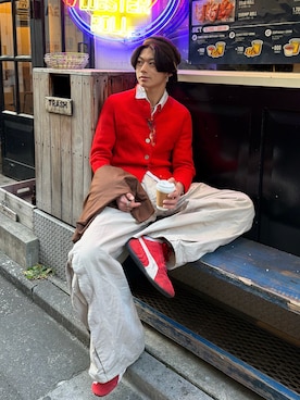 「PUMA（プーマ）のPUMA プーマ ユニセックス SPEEDCAT OG / スピードキャット OG スニーカー（スニーカー、レッド系）」を使った、YUTO(2U)さん（メンズ・177cm）の冬コーディネート
