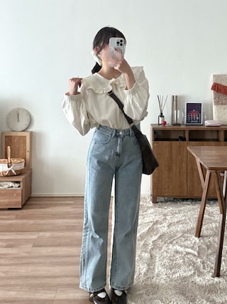 「Lunea(ルネア)のレトロデザインフラットミュールパンプス(パンプス)」を使った、みさねさん(レディース・158cm)の秋コーディネート
