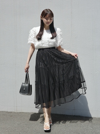 「Lunea(ルネア)のフリルデザインブラウス / frill design volume blouse(シャツ/ブラウス)」を使った、みさねさん(レディース・158cm)の秋コーディネート
