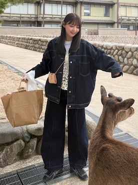 「アイテム（デニムジャケット）」を使った、みさねさん（レディース・158cm）の春コーディネート