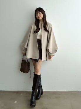 「アイテム（ノーカラージャケット）」を使った、みさねさん（レディース・158cm）の秋コーディネート