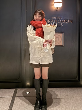 「Heather（ヘザー）の【累計10万本】楽ちんなのに美脚！秋冬No.1ブーツ　インヒールストレッチロングブーツ　571563（ブーツ）」を使った、みさねさん（レディース・158cm）の冬コーディネート