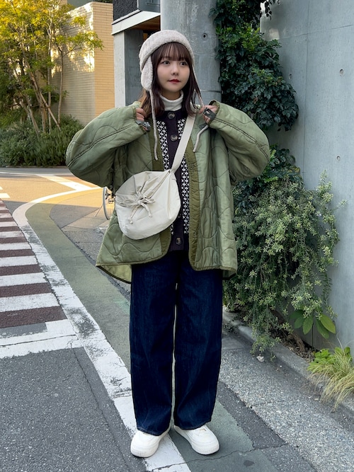 セール】レトロな気分。2way配色ジャガードオーバーサイズニットカーデ