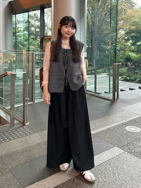 「アイテム（トートバッグ）」を使った、みさねさん（レディース・158cm）の秋コーディネート