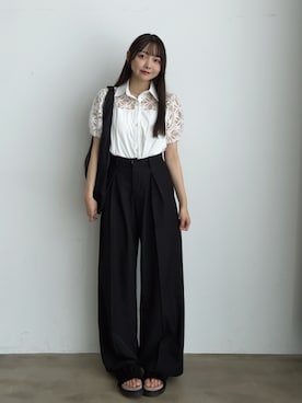 「アイテム（スラックス）」を使った、みさねさん（レディース・158cm）の秋コーディネート