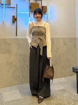 「アイテム（キャミソール）」を使った、みさねさん（レディース・158cm）の秋コーディネート