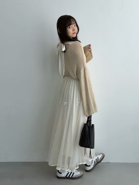 「アイテム（スカート）」を使った、みさねさん（レディース・158cm）の秋コーディネート