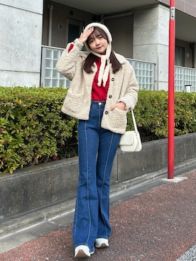 「タートルネック」｜「アイテム（ニットキャップ/ビーニー）」を使った、みさねさん（レディース・158cm）の冬コーディネート