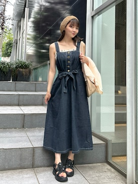 「アイテム（キャミソール、グリーン系）」を使った、みさねさん（レディース・158cm）の夏コーディネート