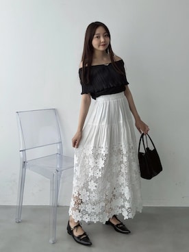 「EVOL（イーボル）のアイテム」を使った、みさねさん（レディース・158cm）の夏コーディネート