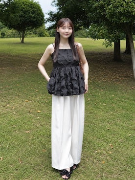 「アイテム（バッグ）」を使った、みさねさん（レディース・158cm）の夏コーディネート