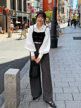 「Lunea（ルネア）のリボンニットビスチェ（その他トップス）」を使った、みさねさん（レディース・158cm）の秋コーディネート