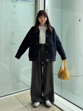 「アイテム（デニムジャケット）」を使った、みさねさん（レディース・158cm）の春コーディネート