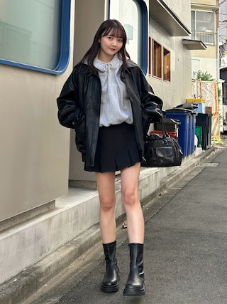 「GRL（グレイル）の厚底サイドゴアブーツ（ブーツ）」を使った、みさねさん（レディース・158cm）の秋コーディネート