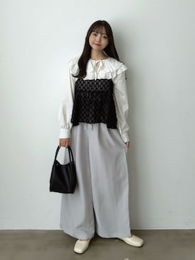 「アイテム（ハンドバッグ）」を使った、みさねさん（レディース・158cm）の夏コーディネート