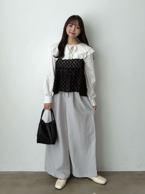 シャルマントファム ビックカラーフリル ブラウス シャツ プルオーバー F 黒 楽天市場】【30％OFFクーポン対象品】 トップス シャツ ブラウス