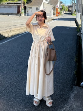 「アイテム（バッグ）」を使った、みさねさん（レディース・158cm）の夏コーディネート