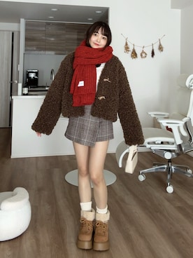 「アイテム（ソックス/靴下）」を使った、みさねさん（レディース・158cm）の冬コーディネート