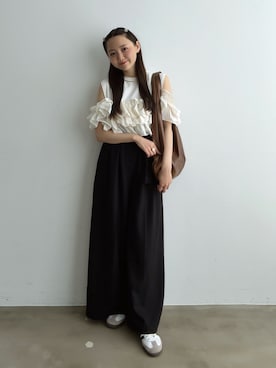 「アイテム（ヘアアクセサリー）」を使った、みさねさん（レディース・158cm）の秋コーディネート