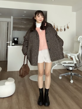 「hellam（へラム）のアイテム（ジャケット/アウター）」を使った、みさねさん（レディース・158cm）の冬コーディネート