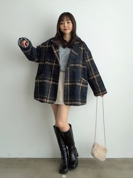 「アイテム（スカート）」を使った、みさねさん（レディース・158cm）の冬コーディネート