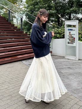 「アイテム（チョーカー）」を使った、みさねさん（レディース・158cm）の秋コーディネート