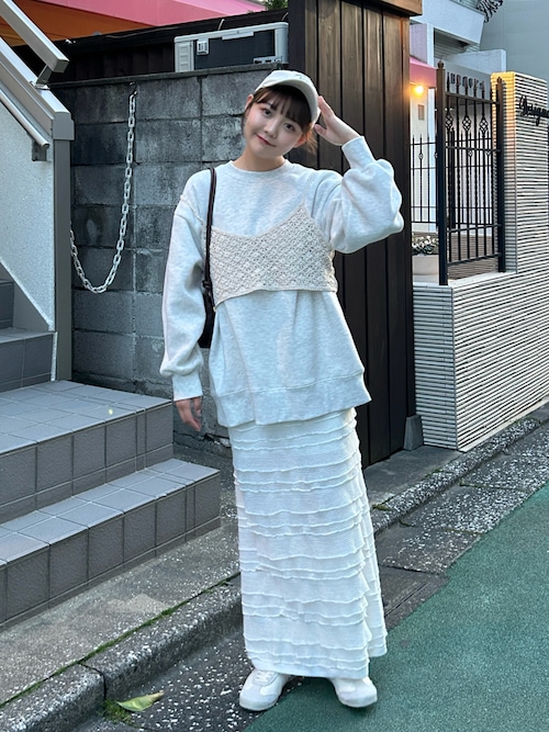 【MONSE】白×黒タータンチェック アシンメトリー ヘム ドレープ ビスチェ マクラメビスチェ（ベスト）｜Cham.（チャム）のファッション
