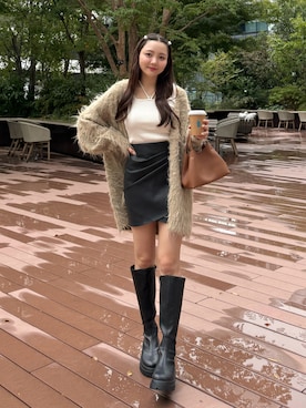 「アイテム（ヘアアクセサリー）」を使った、みさねさん（レディース・158cm）の秋コーディネート