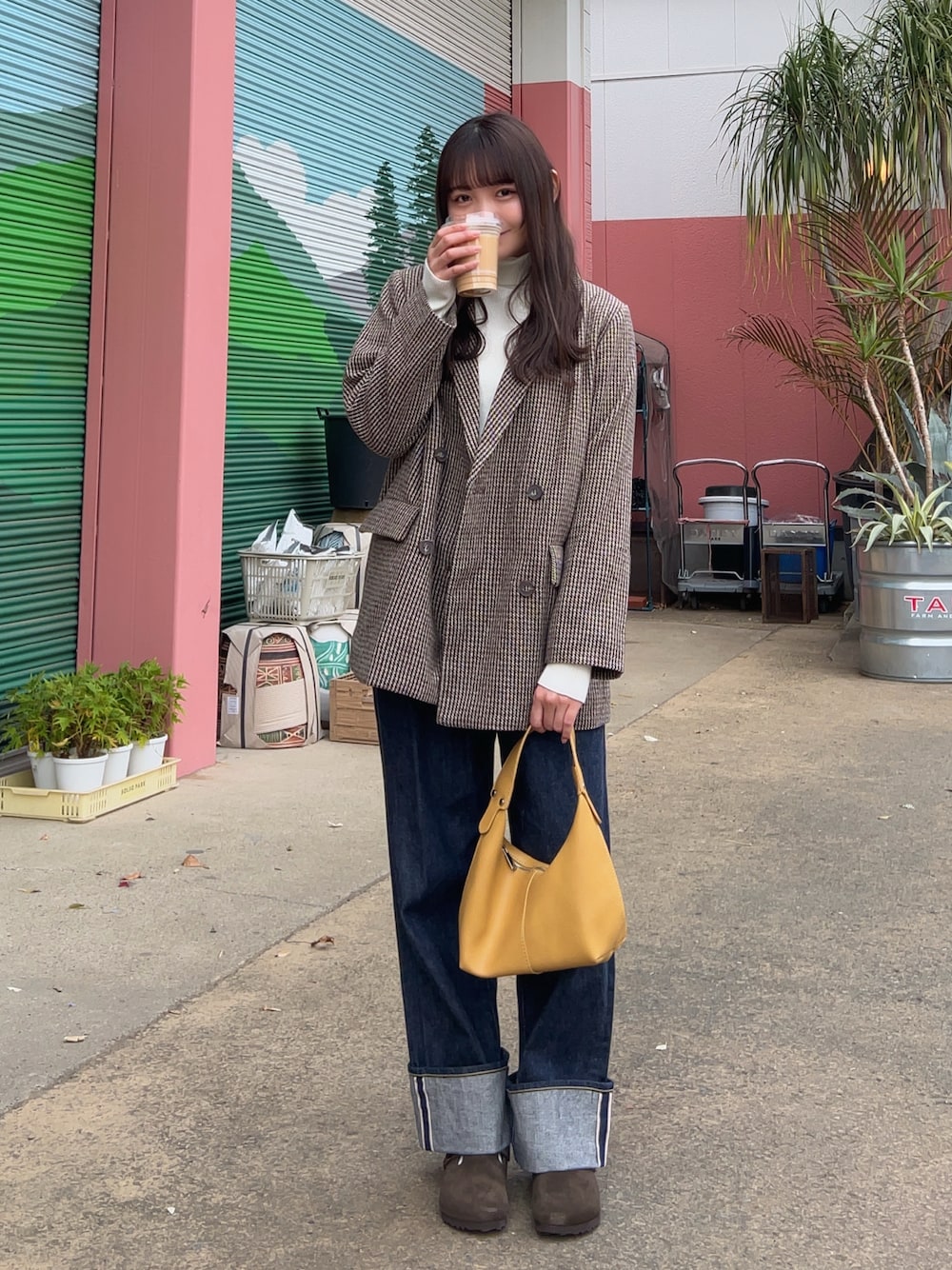 ガンクラブチェックオーバーサイズダブルジャケットを使った人気