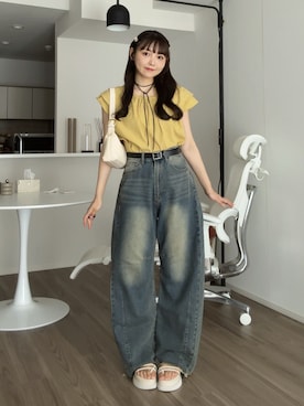 「アイテム（チョーカー）」を使った、みさねさん（レディース・158cm）の夏コーディネート