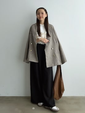 「アイテム（バレッタ/ヘアクリップ）」を使った、みさねさん（レディース・158cm）の秋コーディネート