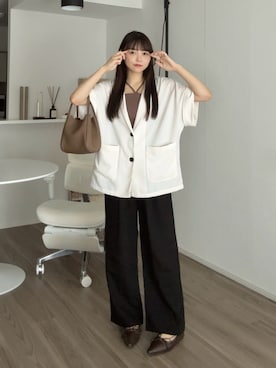 「ワイドパンツ」｜みさねさん（レディース・158cm）の秋コーディネート