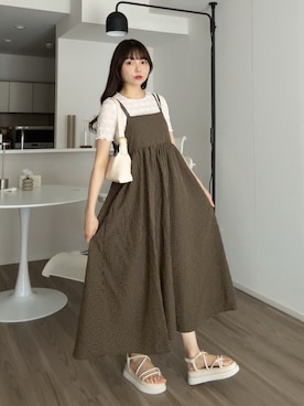 「アイテム（ワンピース）」を使った、みさねさん（レディース・158cm）の秋コーディネート