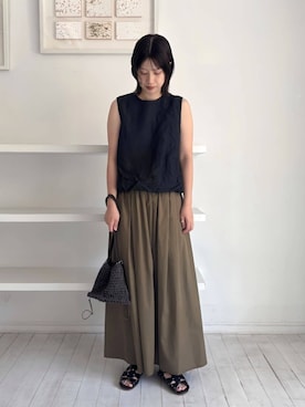 「リネンブラウス」｜Kikuchi_TOMORROWLANDさん（レディース・164cm）の夏コーディネート