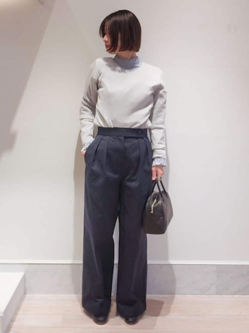 セール】ドライコットンチノ ツータックワイドパンツ（チノパンツ