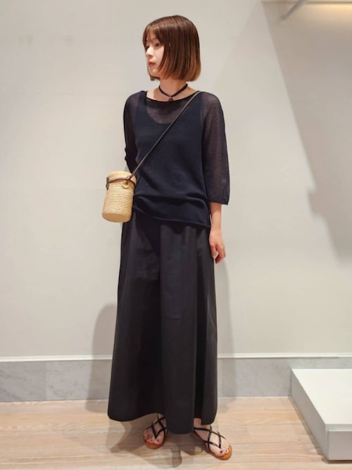 ニット セーター クレープコットンメッシュ クルーネックプルオーバー レディース GALERIE VIE ニット セーター クレープコットンメッシュ クルー