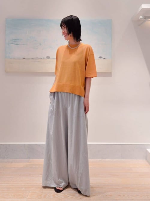 ギャルリーヴィー クレープコットンハーフスリーブプルオーバーニット F ベージュ クレープコットン ハーフスリーブプルオーバー | GALERIE VIE (Women