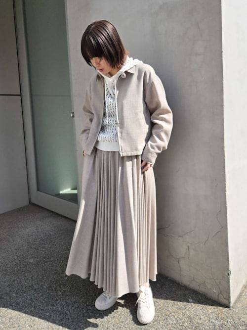 リネンテクスチャー プリーツマキシスカート（スカート