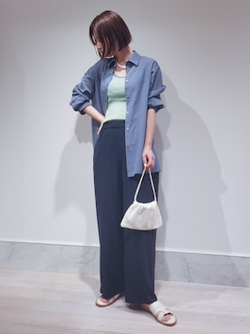 「アイテム（タンクトップ、グリーン系）」を使った、Kikuchi_TOMORROWLANDさん（レディース・164cm）の夏コーディネート