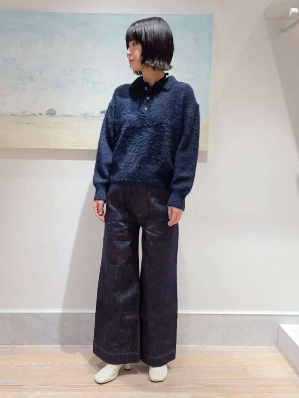 未使用級✨ギャルリーヴィー　24AW　リジットデニム ワイドイージーパンツ　32 未使用級✨ギャルリーヴィー 24AW リジットデニム ワイド