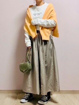 「H&M（エイチ・アンド・エム）のアイテム（カーディガン/ボレロ）」を使った、MOMOさん（レディース・165cm）の春コーディネート
