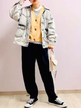 「H&M（エイチ・アンド・エム）のアイテム（カーディガン/ボレロ）」を使った、MOMOさん（レディース・165cm）の春コーディネート