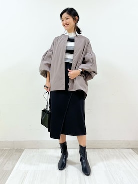 「袖ボリューム」｜「アイテム（ブルゾン）」を使った、Shizuさん（レディース・163cm）の秋コーディネート