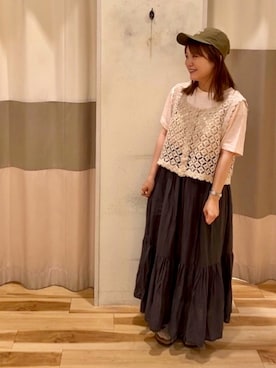 「ティアードスカート」｜「アイテム（その他トップス）」を使った、uemuraさん（レディース・150cm）の夏コーディネート